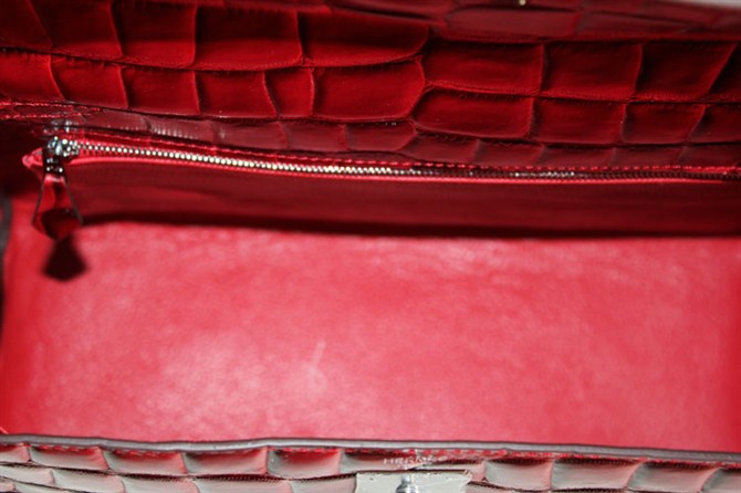 7A Replica Hermes Kelly 32cm Crocodile Veins Leather Bag Red HC0001 (3) - Click Image to Close